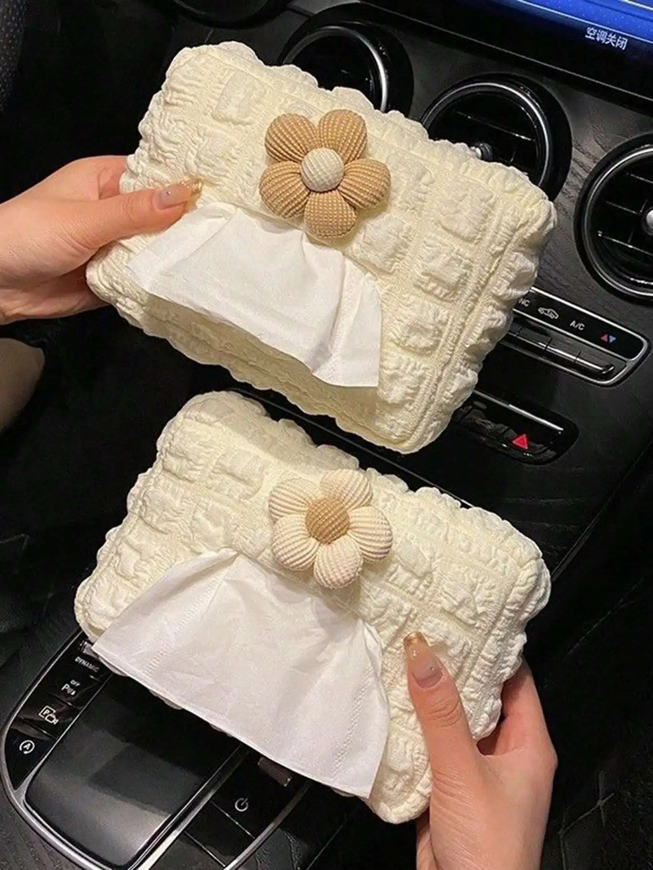 1pc Car Tissue Box Car Paper Drawer Armrest Box Sun Visor Seat Hanging Cute Minimalist And High-End Paper Bag