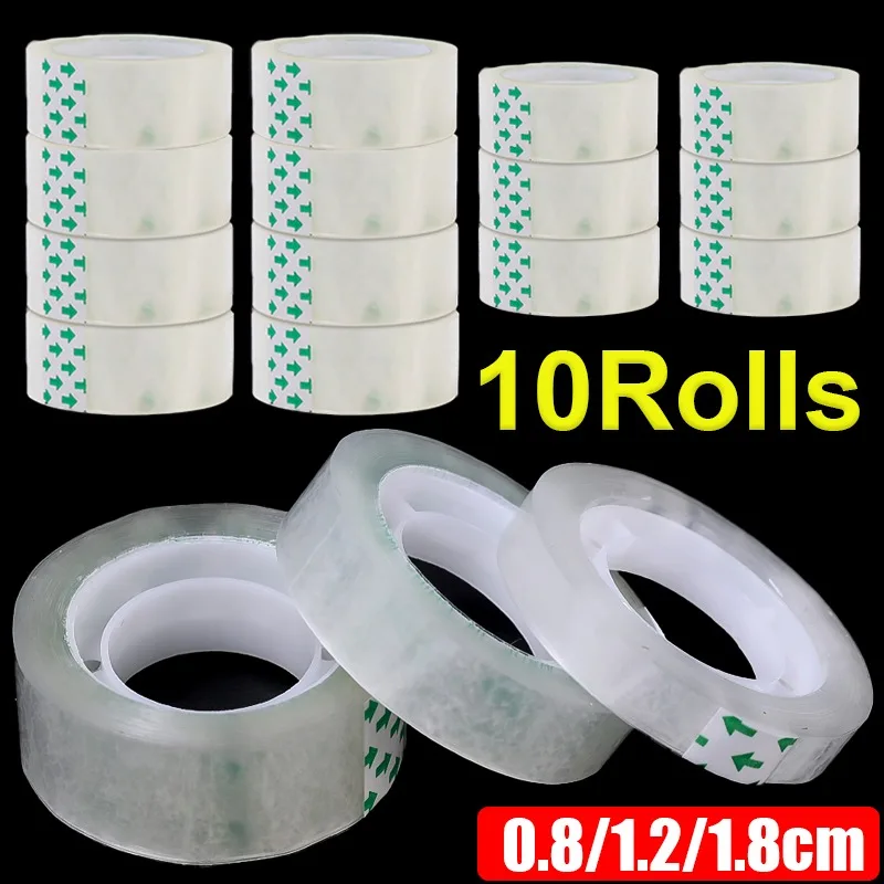 

10-1 Rolls Transparent Tape Refills 18/12/8mm Clear Tape Refills For Dispenser Invisible Tapes For Office Home School Supplies