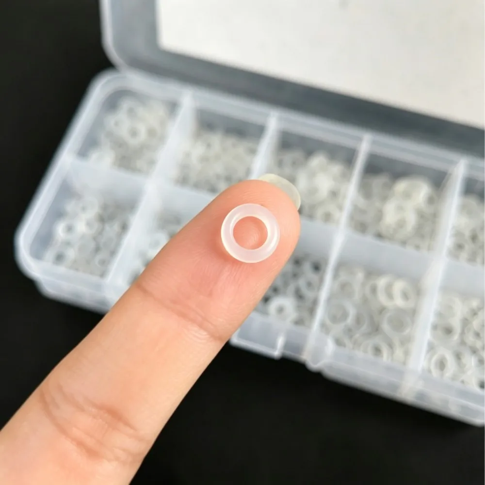 250PCS Non-Toxic Food Safe White VMQ Silicone Seal O-Ring Set High Temperature Resistant Gaskets CS1/1.5mm OD 4-10mm