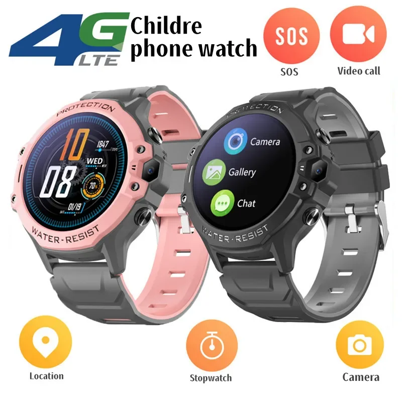 4G Children's Phone Watch for Students - IP67 Waterproof, Voice/Video Call, GPS Location & SOS, SIM Card Supported