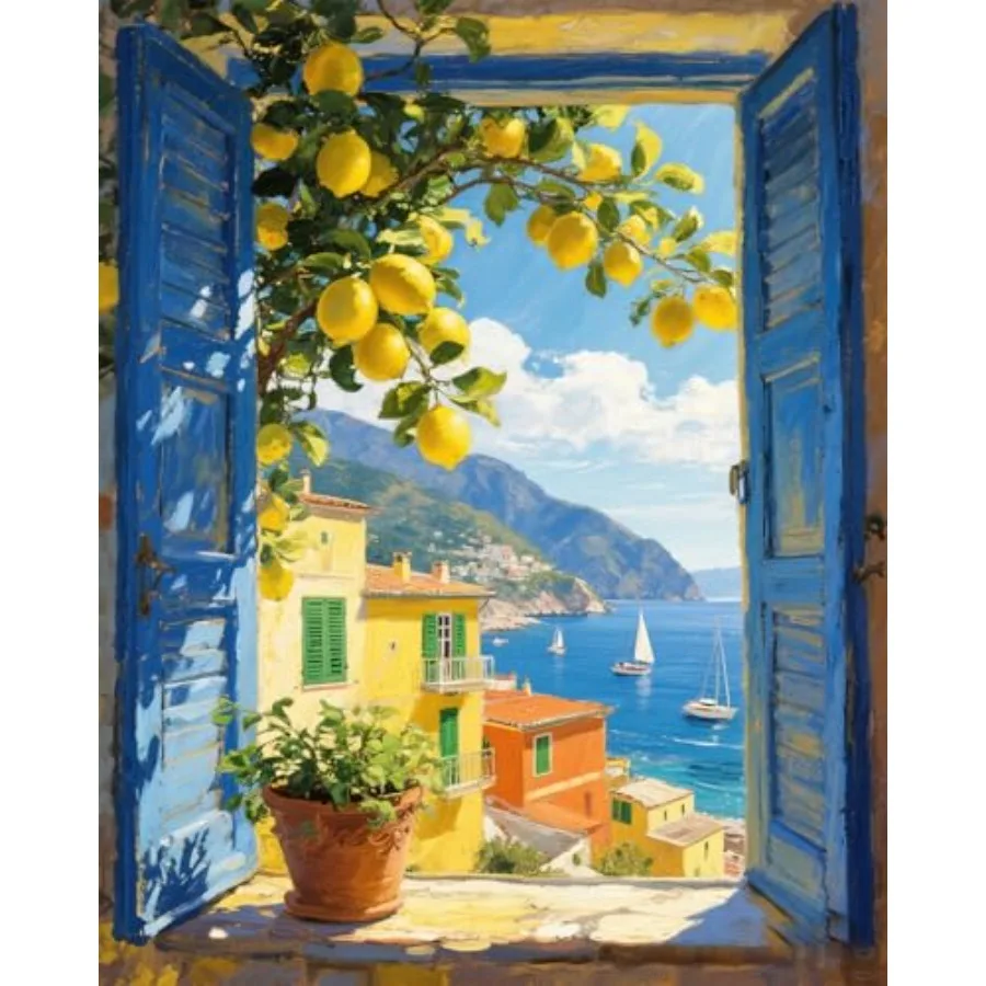 Lemon Tree Paint by Numbers Kit for Adults, Scenery Oil Acrylic Painting Kits for Adult Beginners on Canvas, Unframed Landscape