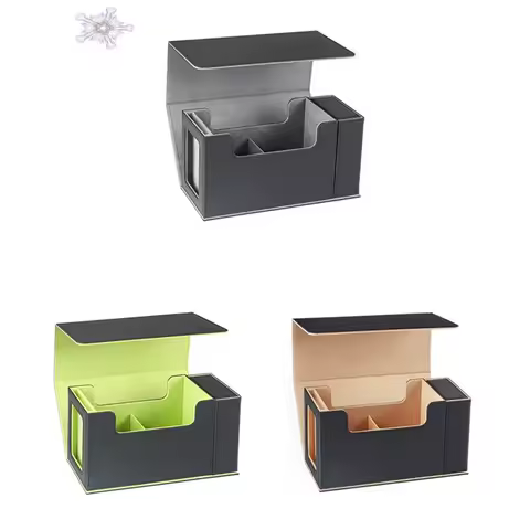 Card Deck Box With Display Window,Card Deck Case With Dice Tray Card Storage Box 35Pt Magnetic Card Holder