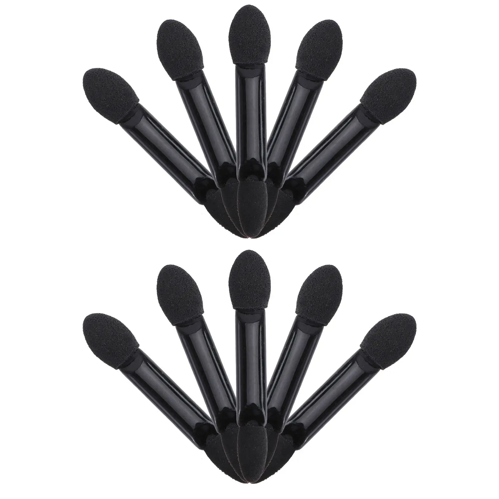 

10pcs Disposable Dual Sided Eye Shadow Brush Black Handle Latex Tips Sponge Applicator Makeup Tool Kit Cosmetics Blending Design