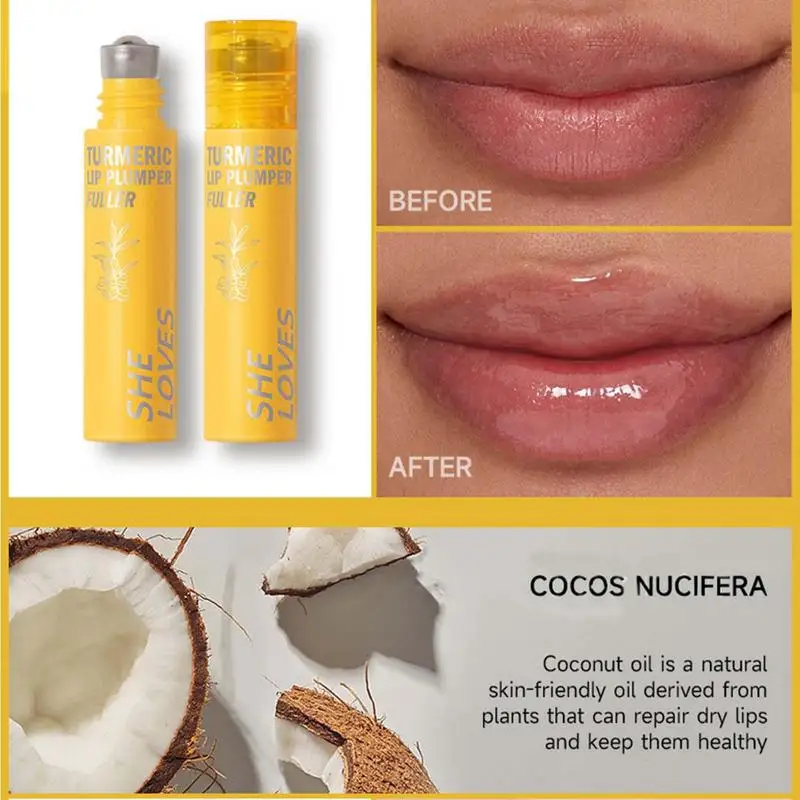 Moisturizer Lip Plumper Turmeric Coconut Lip Plumper Moisturizer Set Day And Night Glossy Lip Care Products For Lip Plumping