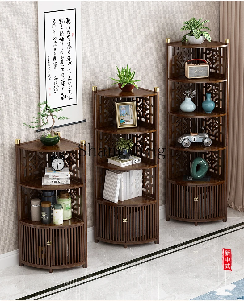 ZYH New Chinese Corner Bogu Rack Ornament Tea Set Antique Storage Tea Room Shelf