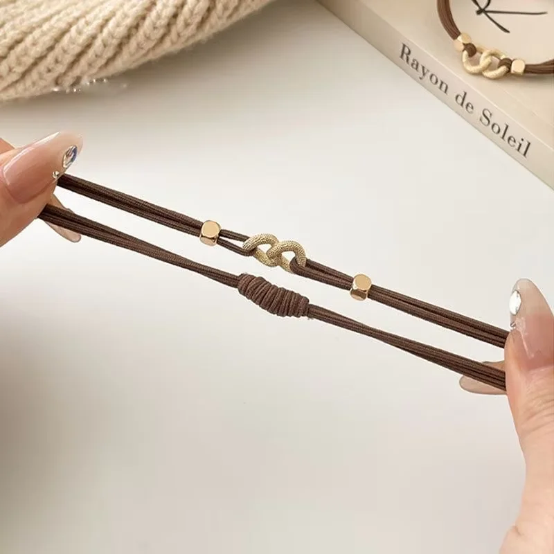 5PC Gute High-level Kette Hohe Elastizität Haar Krawatten Seil für Frauen Mädchen Pferdeschwanz Halter Koreanische Haar Zubehör – Detail 2