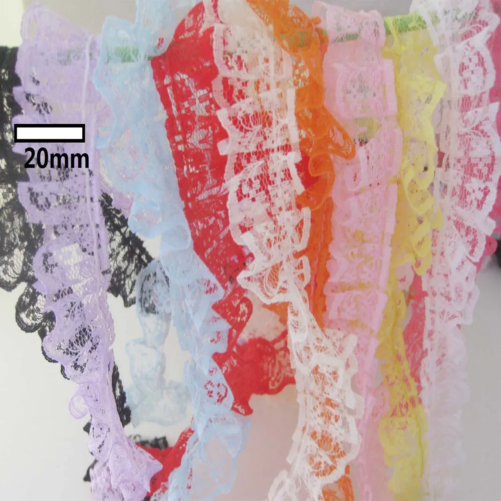 10 Yards 20MM Width Lace For Girls Skirt Multicolor Organza Hat Lace DIY Sewing Supplies