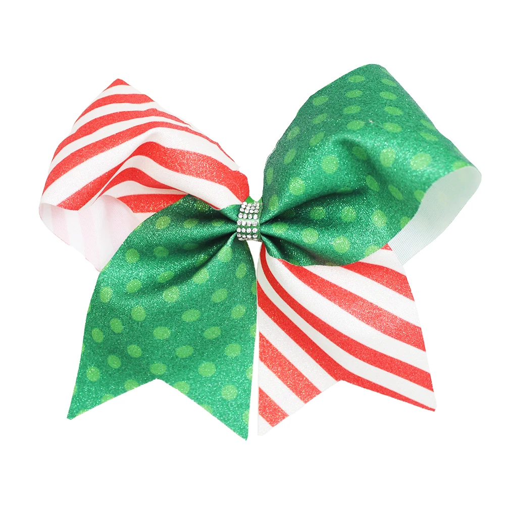 12pcs/Lot Hot Selling 8 Inch Christmas Cheer Bows Festival Hair Bows Hair Clips for Girls
