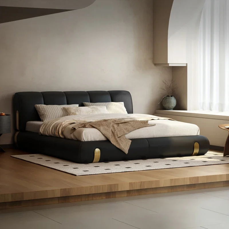 

Minimalist Black Dune Double Bed Master Bedroom Vintage Cream Wind Storage