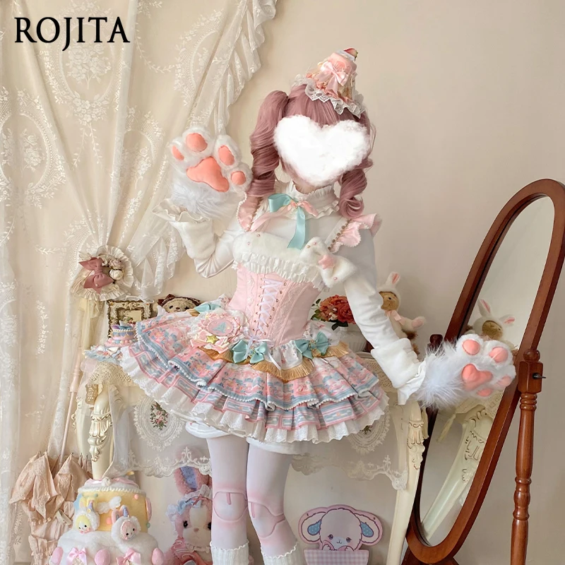 

Candy House Christmas Magic Girl Ballet Cute Dog Short JSK Sakura Love Lolita Original Autumn Japanese Sleeveless Dress
