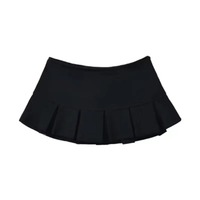 Fabric Y2K Mini Skirt Women Low Waist Wide Pleat Light Grey Sexy Vintage A-line Pleated Skirt Casual Skort Summer