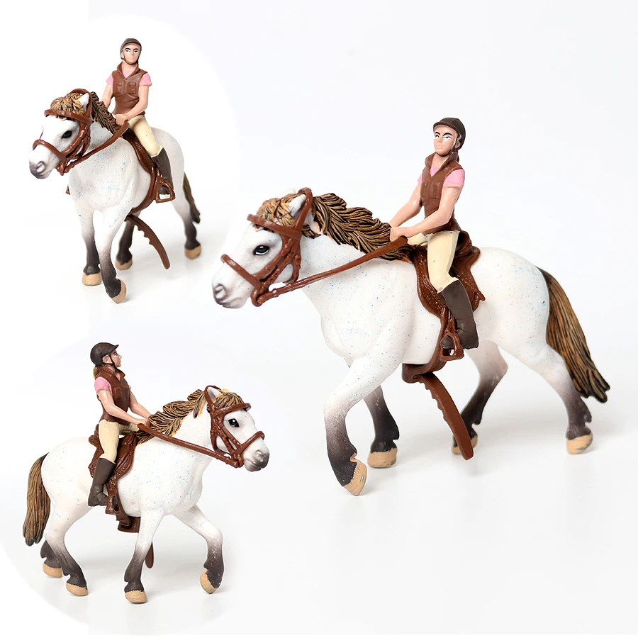 ม้า Playset ตุ๊กตาสัตว์ขี่ม้า Rider Action Figure ฟาร์มพลาสติกสัตว์ของเล่นม้านวนิยายของเล่นเด็กสําหรับของขวัญเด็ก