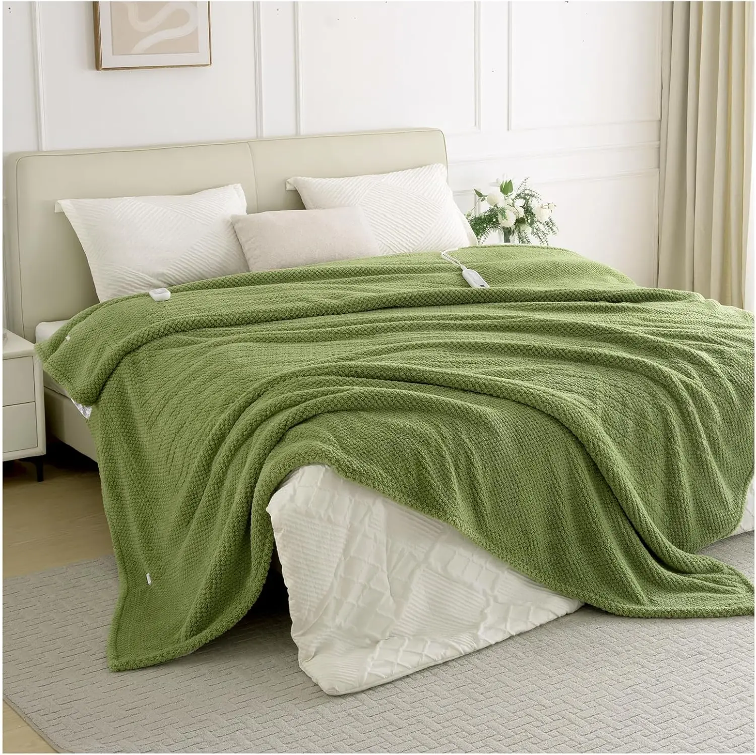 

Электрическое одеяло King Size 90x100 дюймов, с двойным управлением, 8 уровнями нагрева, автоматическим отключением, машинная стирка и сертификация ETL