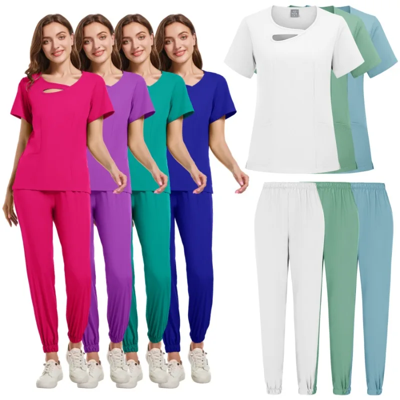 

Women's Breathable Quick-Dry Short Sleeve Surgical Scrub Top for Operating Room Hospital Dental Clinic Nursing Medical Workwear