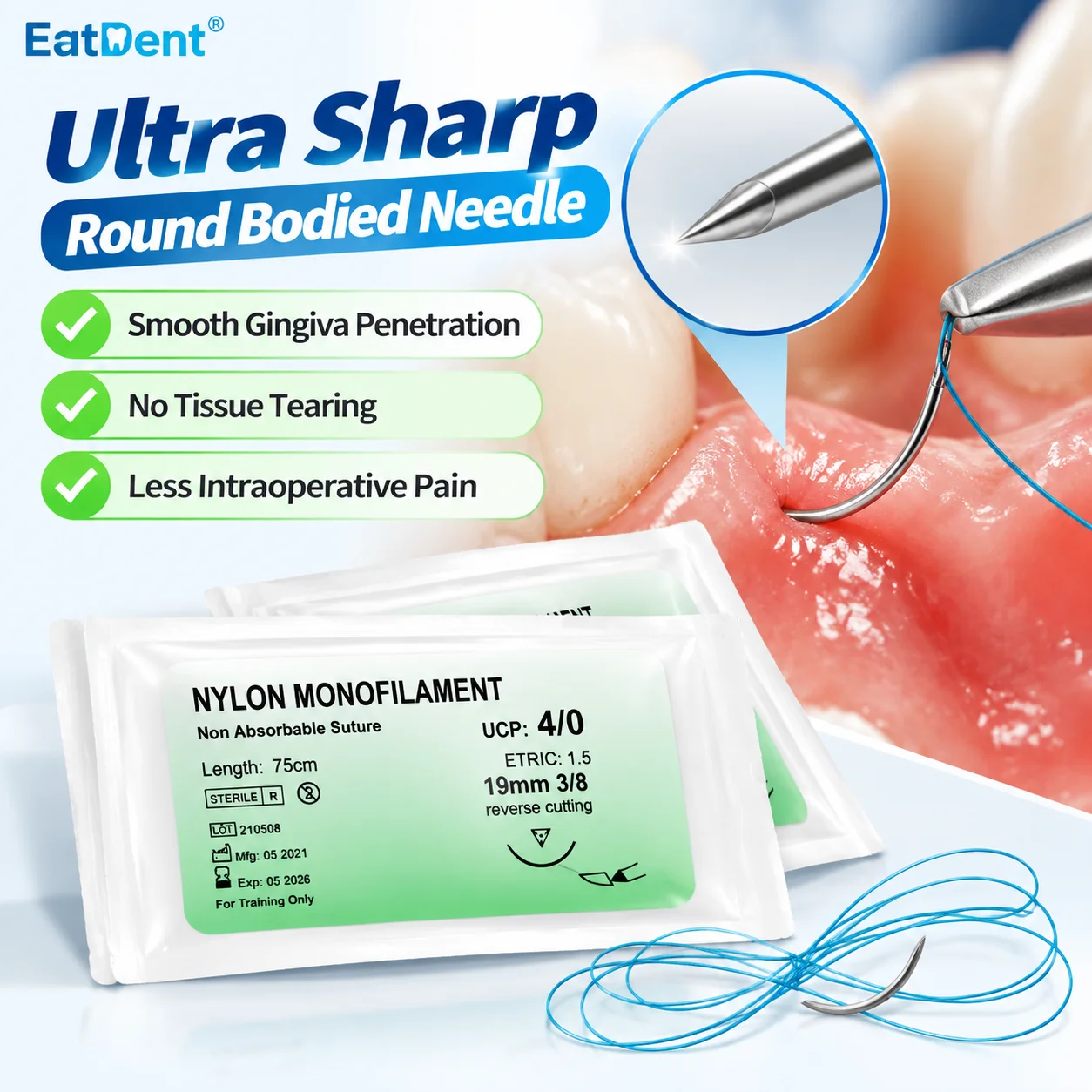 100/50PCS 3/0 4/0 5/0 Medical Needle Suture Nylon Polyester Thread Suture Practice Kit Teaching Demonstrations Exercises
