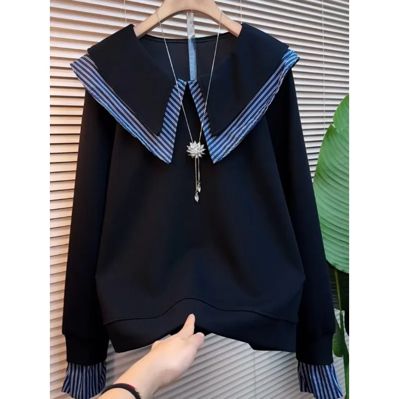 

Женские свитшоты SuperAen оверсайз с длинными рукавами и воротником Питер Пэн в корейском стиле, новинка весны 2026 года