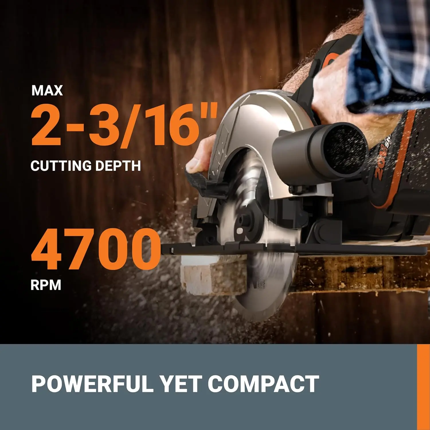 Worx 20V Cordless Electric Circular Saw 6-1/2'' Max. 2-3/16