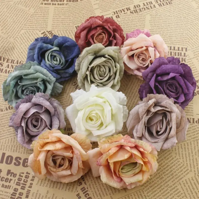 50/100pcs Silk Rose Artificial Flower Christmas Home Outdoor UV protection garden wall Wedding Arch DIY Gift Hot sale Decoration