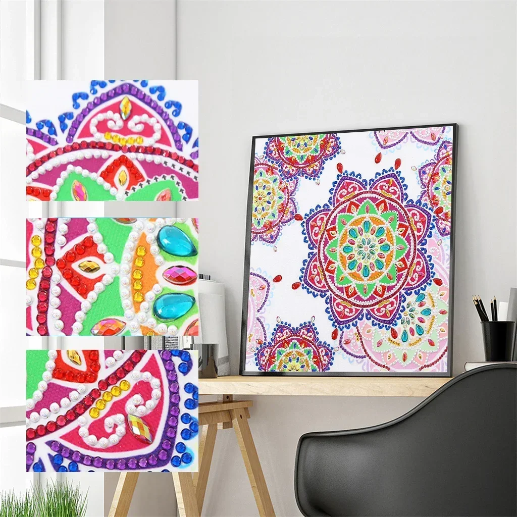 5D DIY Special Shaped Diamond Painting Mandala Flower Cross Stitch Embroidery Kits Mosaic Diamond Painting Home Wall Decoration