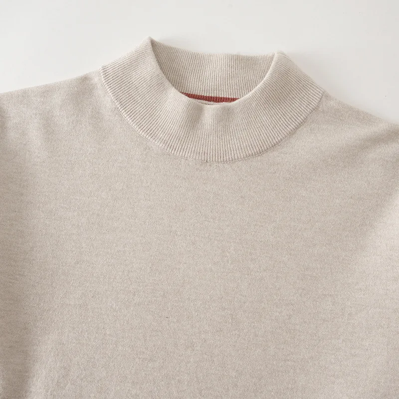 Men's Semi-turtleneck Autumn and Winter New Solid Color Pullover Knitted Top Lazy Sweater Bottoming Shirt