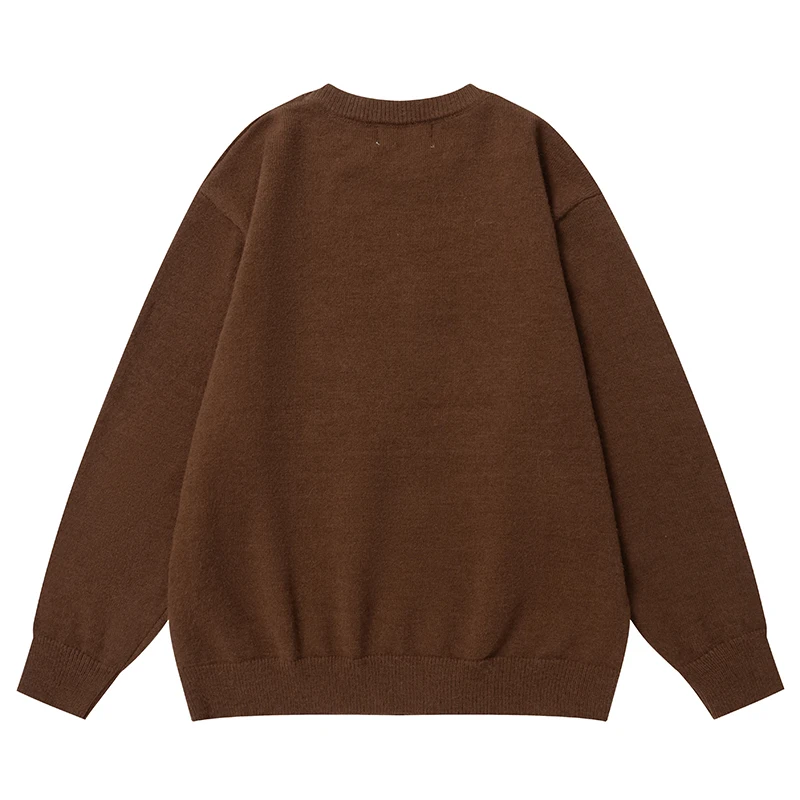 ฤดูใบไม้ร่วงบุรุษถักเสื้อกันหนาวน่ารักการ์ตูนสุนัขกราฟิกเสื้อสตรีทแวร์ฮาราจูกุลำลองหลวมพอดีเสื้อถักเสื้อผ้า