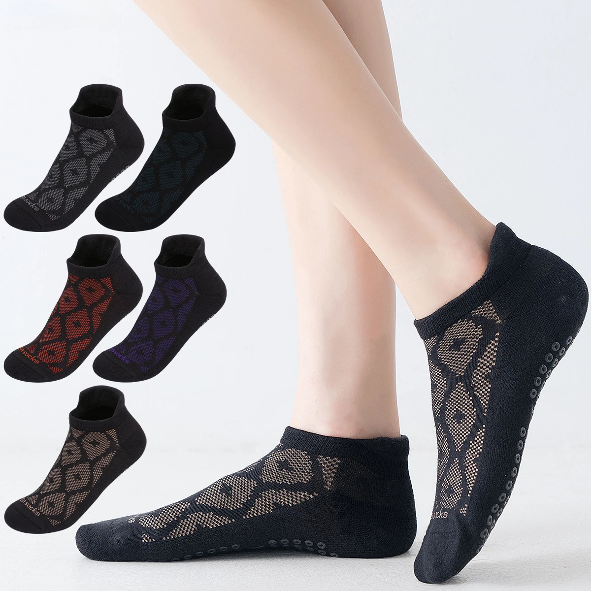 

Yoga Socks Indoor Workout Floor Silicone Non-slip Pilates Socks Women Professional Gym Fitness Cotton Ballet Dance Sports Socks