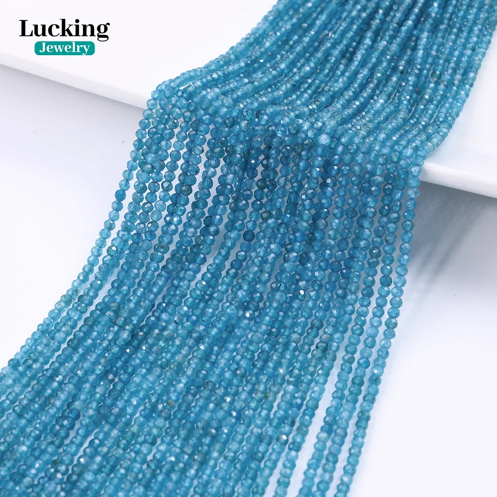 

A+ Natural 2mm Blue Apatite Faceted Beads Super Beautiful Blue Gemstone for Jewelry Making Bohemian Spiritual