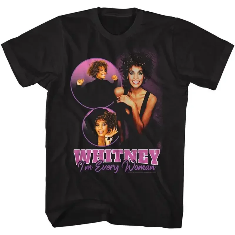 Whitney Houston I'M Every Woman Song Three Poses Black T Shirt
