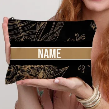 Borsa per il trucco con nome floreale vintage Organizzatore cosmetico da viaggio personalizzato Regalo per damigella d'onore alla moda Borsa laterale per toilette in tela ecologica per donna