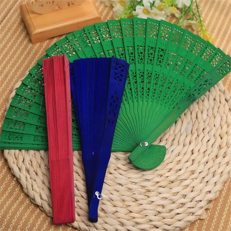 300pcs wedding fans Chinese solid color sandalwood fans Fancy party favors 8 inches 6colors available