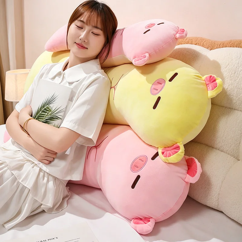 Long Body Pillow Pig Plush 80cm 120cm Pink Yellow Styles Huggable Stuffed Animal for Sofa Rest Living Room Comfort Gift