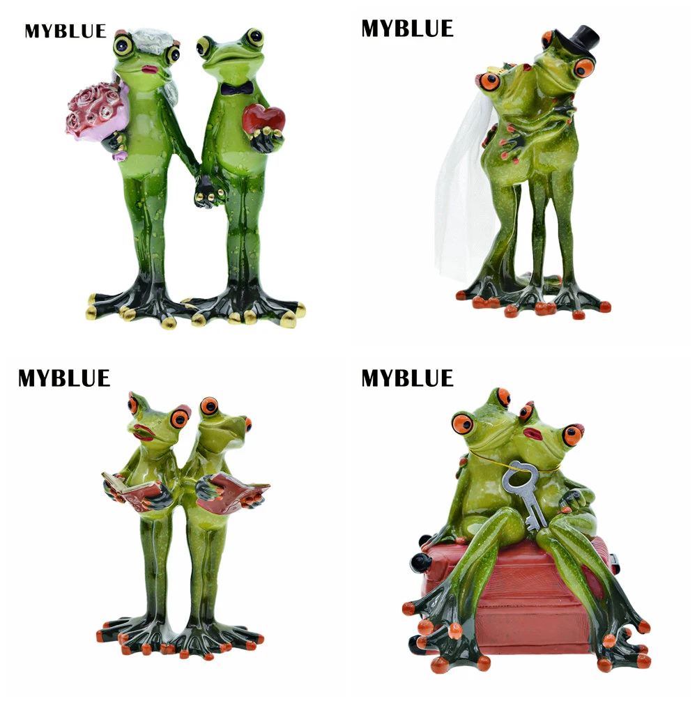 

Resin Couple Lovers Frog Wedding Decoration Figurine Miniatures MYBLUE Kawaii Nordic Home Room Decoration Accessories Gift