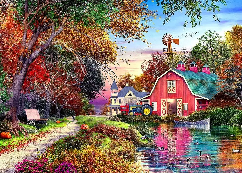 

Town scenery The wooden puzzle 1000 pieces ersion jigsaw puzzle white card adult children's educational toys