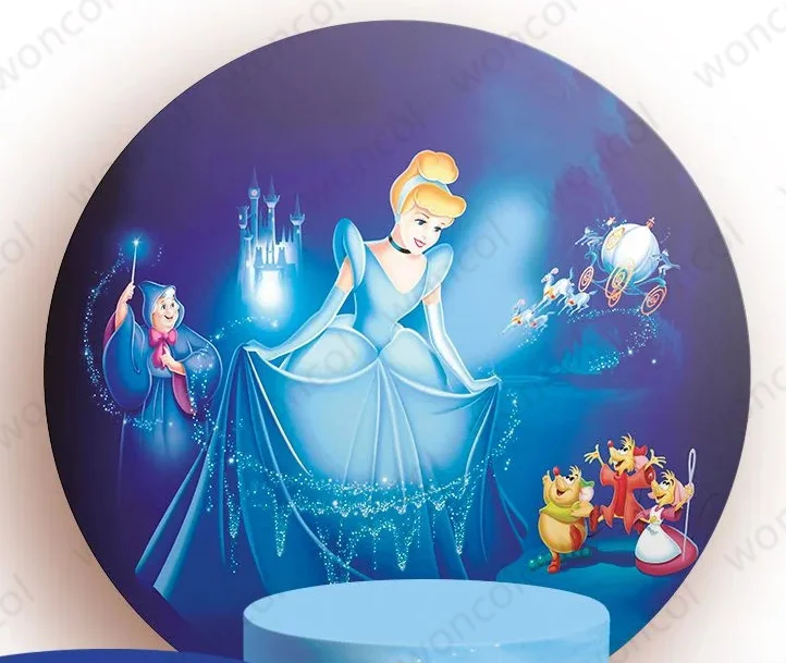 Fondo circular de cumpleaños de Cenicienta, telón de fondo para fiesta de bienvenida al bebé, cubierta de cilindro de Cenicienta, utilería para sesión fotográfica de cumpleaños