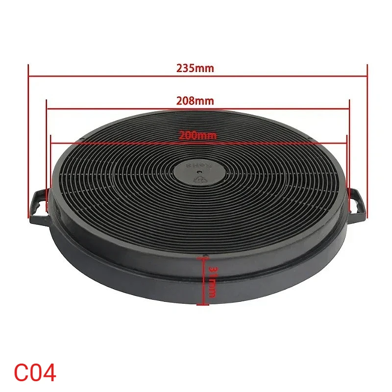C04 Range Hood Carbon Filter Replacement for Kitchen Wall Mount Range Hood Ductless Ventilation Charcoal Vent Filter 235x31mm
