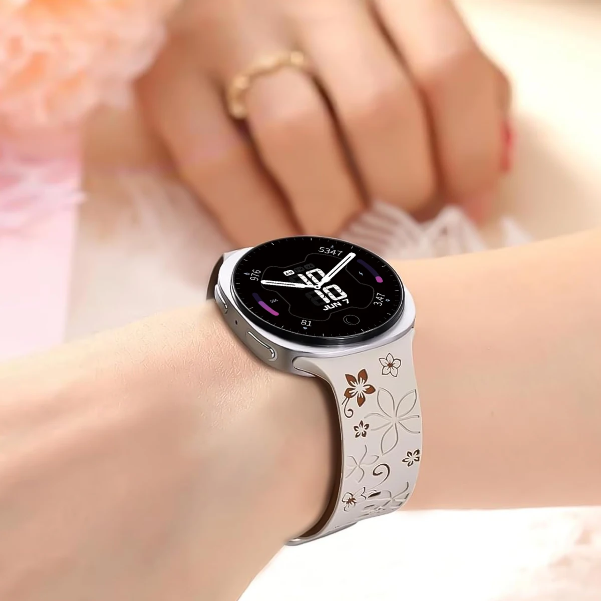 Silicone Carved Print Strap for Samsung Galaxy watch 8/8 classic 46mm Wristband Belt Bracelet Correa Galaxy watch8 44 40mm Strap
