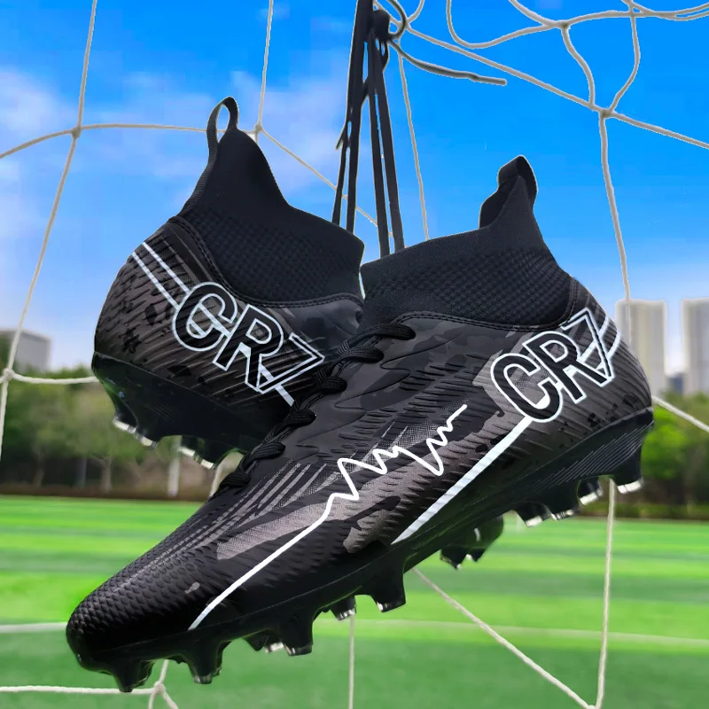 

Новые высокие футбольные бутсы CR7, искусственная трава, кожа, унисекс, молодежная студенческая тренировочная спортивная обувь для мужчин и женщин