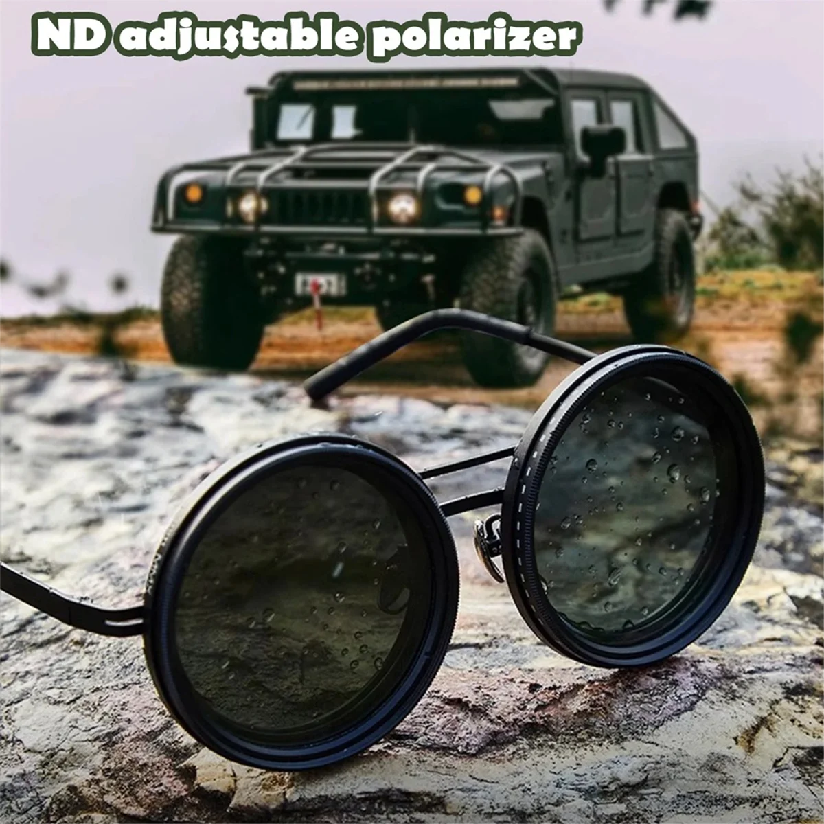 نظارات شمسية Lo-ok قابلة للتعديل 1-9 تروس نظارات مستقطبة مستديرة مع عدسات مرشح ND نظارات كلاسيكية للجنسين