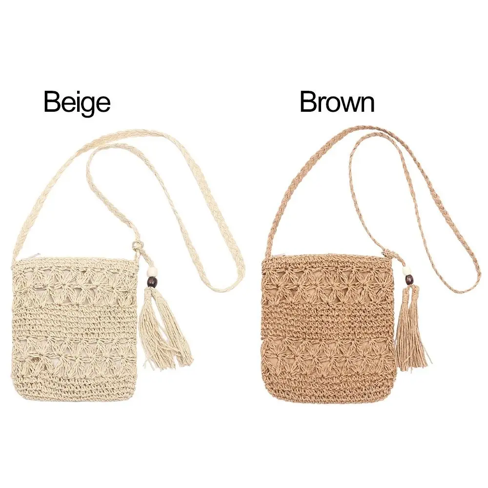 Small Straw Beach Bag for Women Summer Woven Straw Purse Cute Shoulder Bag Women\'s Mini Crossbody Handbags