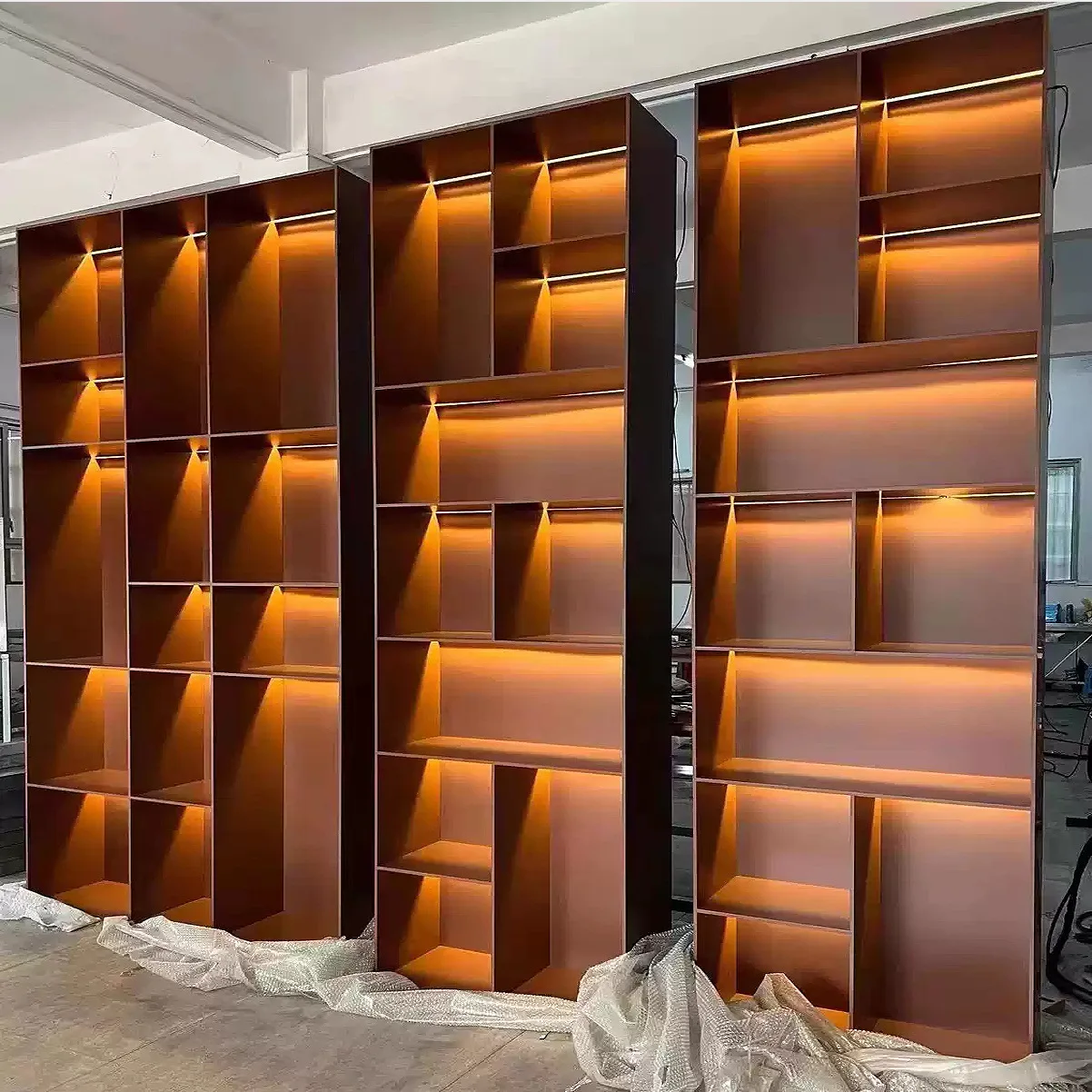 Stainless steel plate cabinet Metal display decorative Wine cabinet Embedded laminate Light luxury niche TV