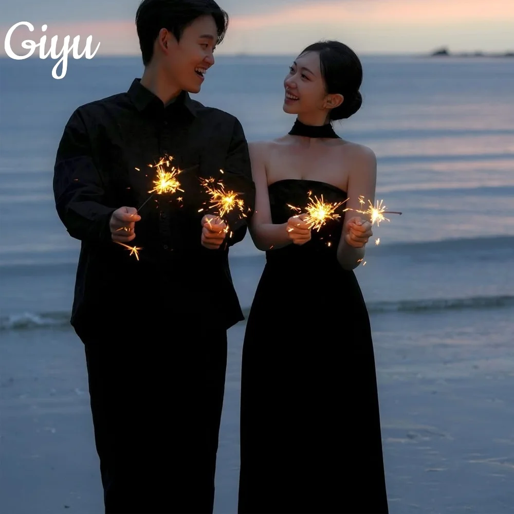 

Giyu New Simple Black Mermaid Evening Dress Matte Elastic Scarf Customized Korea Photoshoot Plus Size Corset Floor-Length 2025