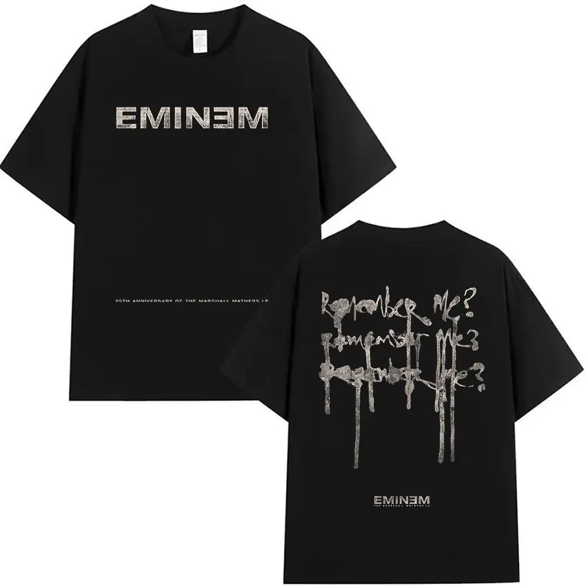 Rapper Eminem Remember Me 2026 Merch T Shirt Men's women Vintage Fashion T-shirts Hip Hop Clothing Short Sleeve T-shirt