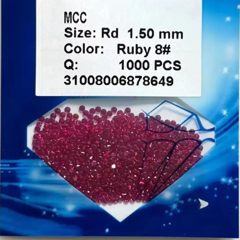 8# Red Ruby Corundum 0.8-3mm Synthetic Round Corundum Gemstones Heat Treated Stone