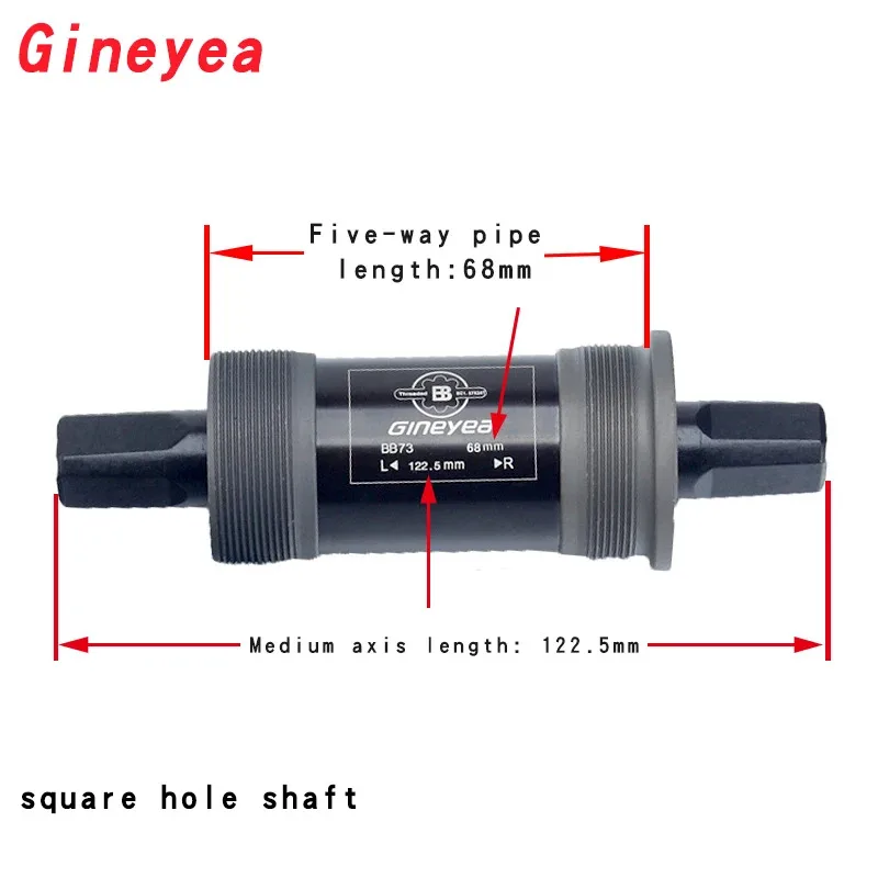 GINEYEA Square Taper Bottom Bracket – BB73/68mm, Fits 103–126mm Axles, MTB Road Bike BB Set for Cranksets view 6