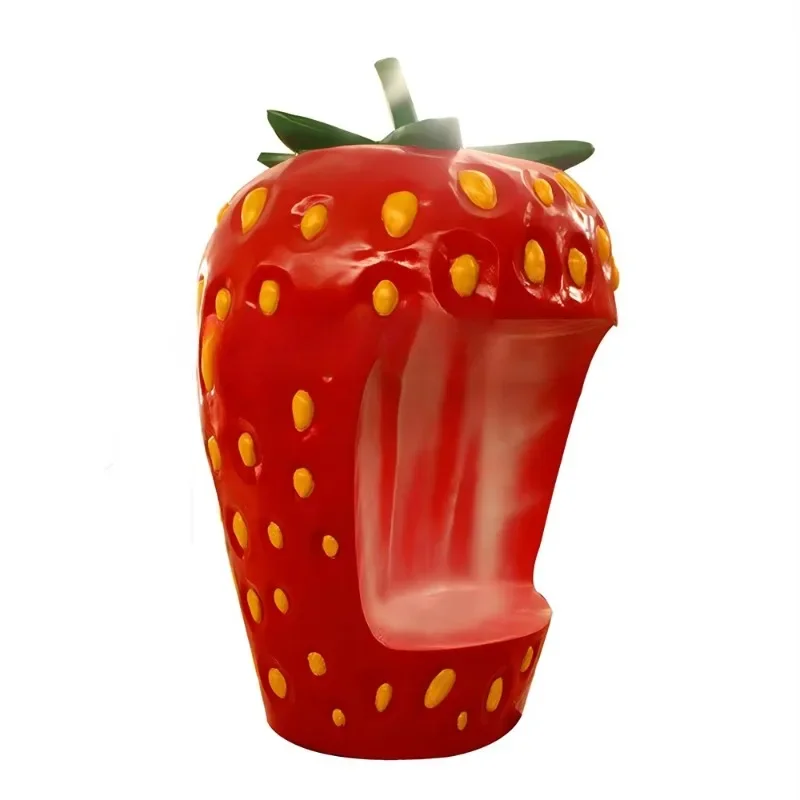 Outdoor life-size fruit, statue strawberry chair, giant strawberry fiberglass, resin crafts, farm ornaments