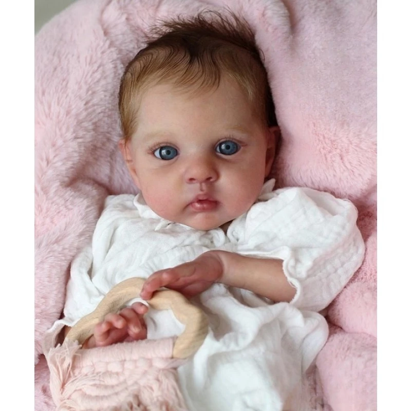 Kit de Muñeca Reborn de 17 Pulgadas, Color Fresco, Tamaño Prematuro, con Cuerpo de Tela y Ojos, Piezas de Muñeca DIY sin Terminar