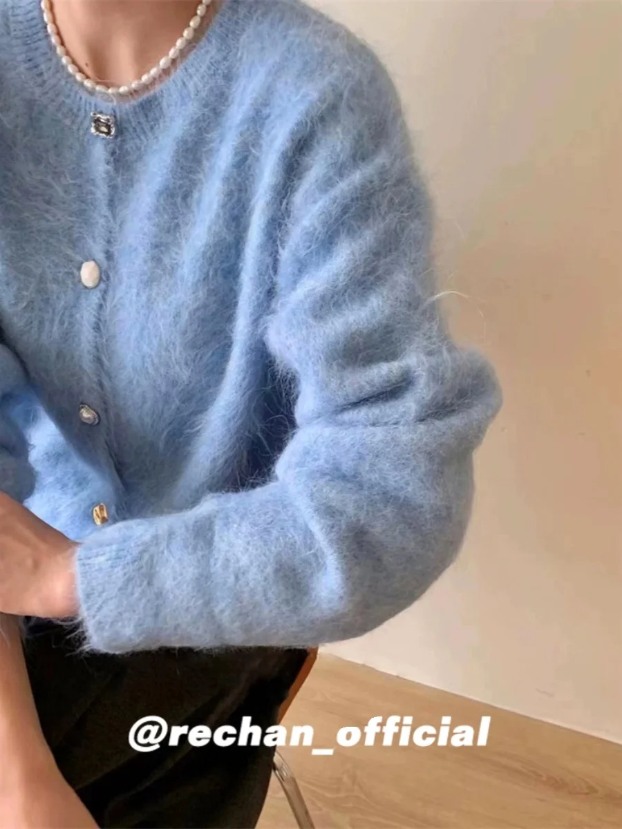 

Теплый вязаный свитер-кардиган Healing Warm Light, разноцветный, из верблюжьей шерсти, прямой крой, стандартный размер, длинный рукав