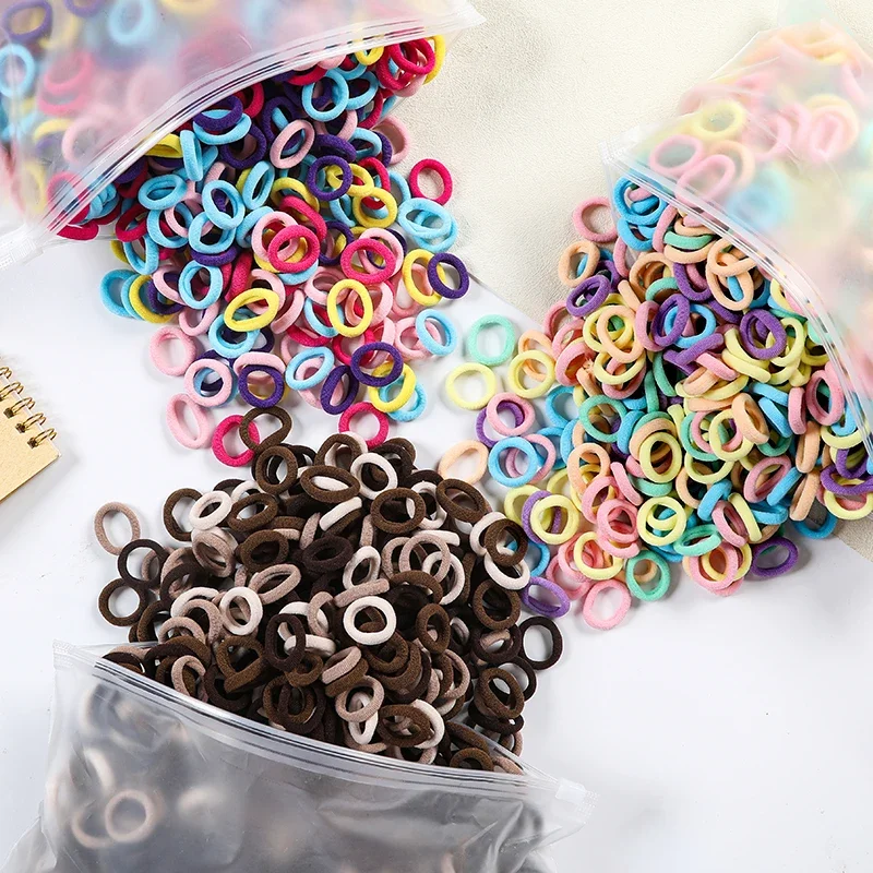 200/1000Pcs Hair Bands for Girls Colorful Nylon Scrunchie Hair Ties Rubber Band Kids Elastic Hair Leagues Girl Hair Accessories