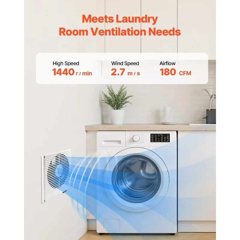 7.5 Inch Room to Room Fan Through Wall Fan AC Bi-directional Wind 180 CFM