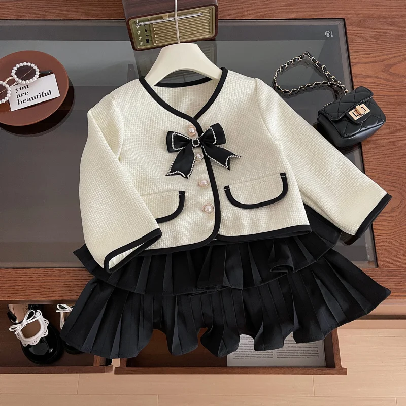 

Autumn Girls' Skirt Set New Fashion Long Sleeve Jacket Cake Skirt Two-Piece Set